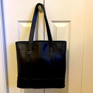 COACH Large Black Leather Tote Shoulder Bag 6509 / Coach Hampton Shopper Tote